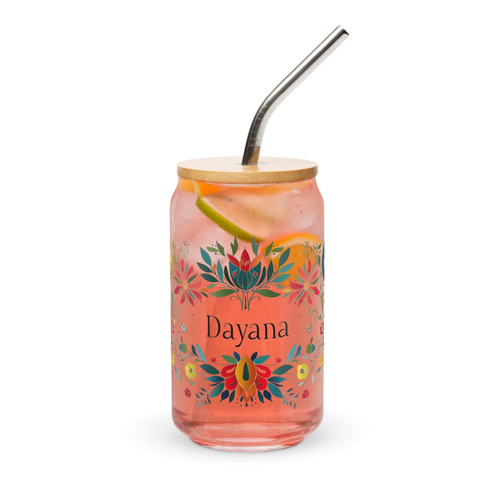 Dayana Exclusive Name Art Piece Can-Shaped Glass Home Office Work Mexican Spanish Pride Gift Cup One-Of-A-Kind Calligraphy Glass | D4 Mexicada