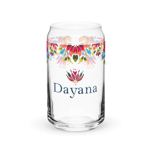 Dayana Exclusive Name Art Piece Can-Shaped Glass Home Office Work Mexican Spanish Pride Gift Cup One-Of-A-Kind Calligraphy Glass | D5 Mexicada 16 oz