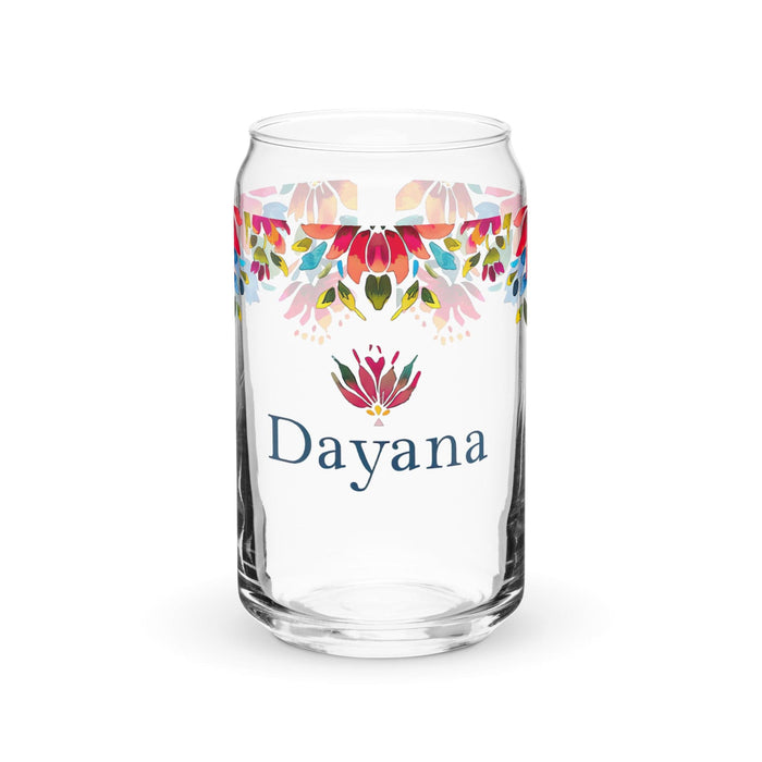 Dayana Exclusive Name Art Piece Can-Shaped Glass Home Office Work Mexican Spanish Pride Gift Cup One-Of-A-Kind Calligraphy Glass | D5 Mexicada 16 oz