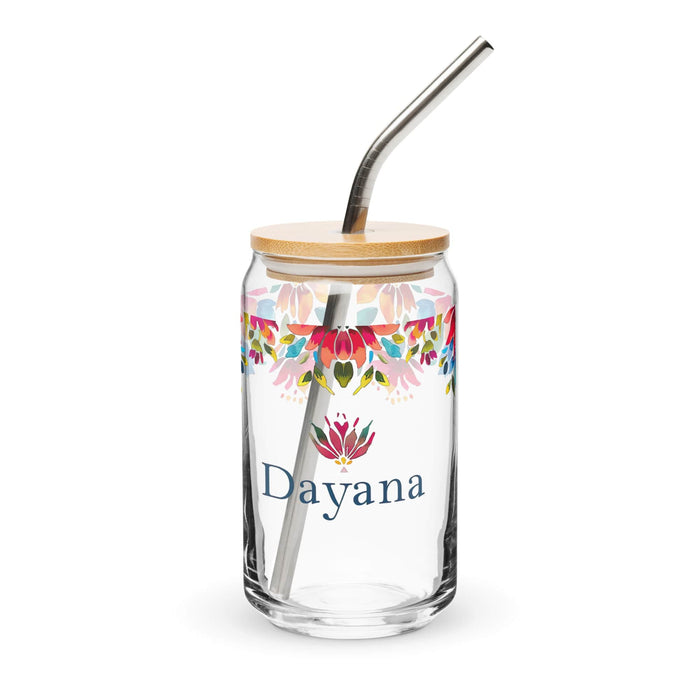 Dayana Exclusive Name Art Piece Can-Shaped Glass Home Office Work Mexican Spanish Pride Gift Cup One-Of-A-Kind Calligraphy Glass | D5 Mexicada 16 oz With Lid & Straw