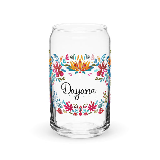 Dayana Exclusive Name Art Piece Can-Shaped Glass Home Office Work Mexican Spanish Pride Gift Cup One-Of-A-Kind Calligraphy Glass | D6 Mexicada 16 oz (No Lid No Straw)