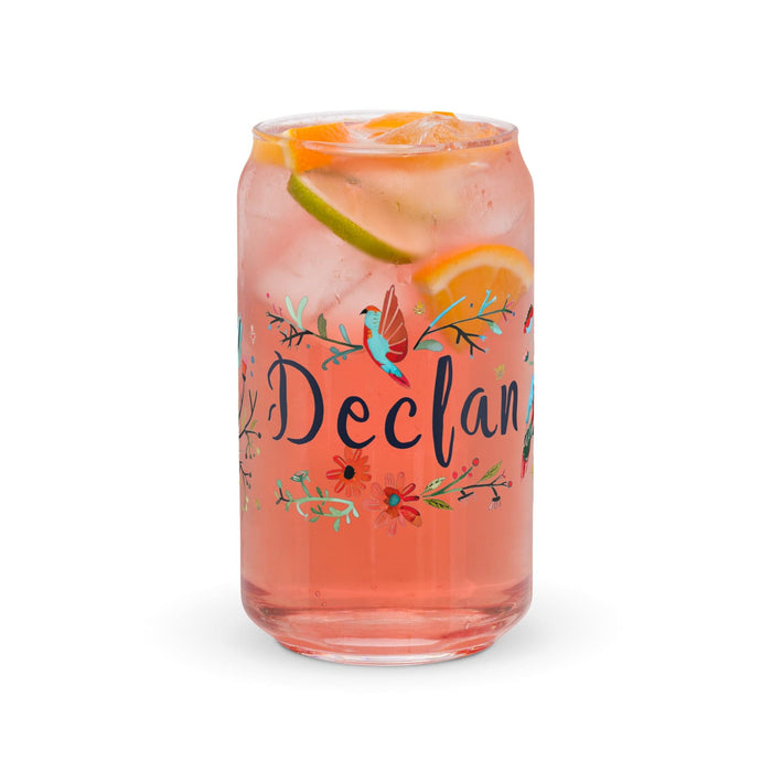 Declan Exclusive Name Art Piece Can-Shaped Glass Home Office Work Mexican Spanish Pride Gift Cup One-Of-A-Kind Calligraphy Glass | D1 Mexicada