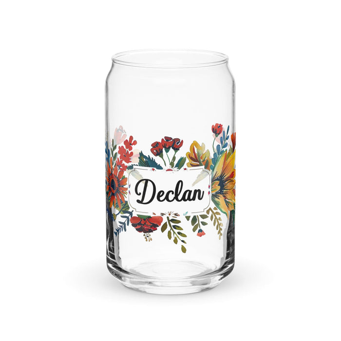 Declan Exclusive Name Art Piece Can-Shaped Glass Home Office Work Mexican Spanish Pride Gift Cup One-Of-A-Kind Calligraphy Glass | D10 Mexicada 16 oz