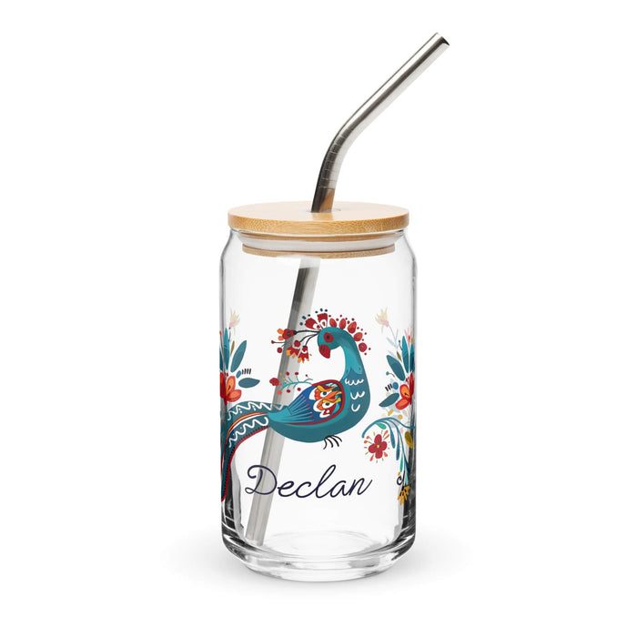 Declan Exclusive Name Art Piece Can-Shaped Glass Home Office Work Mexican Spanish Pride Gift Cup One-Of-A-Kind Calligraphy Glass | D13 Mexicada 16 oz With Lid & Straw