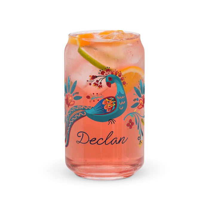 Declan Exclusive Name Art Piece Can-Shaped Glass Home Office Work Mexican Spanish Pride Gift Cup One-Of-A-Kind Calligraphy Glass | D13 Mexicada