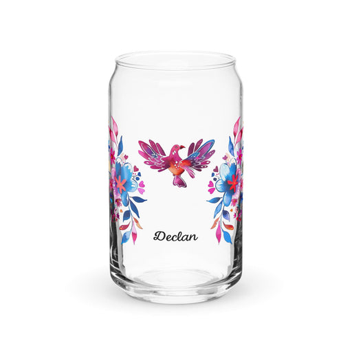 Declan Exclusive Name Art Piece Can-Shaped Glass Home Office Work Mexican Spanish Pride Gift Cup One-Of-A-Kind Calligraphy Glass | D16 Mexicada 16 oz (No Lid No Straw)