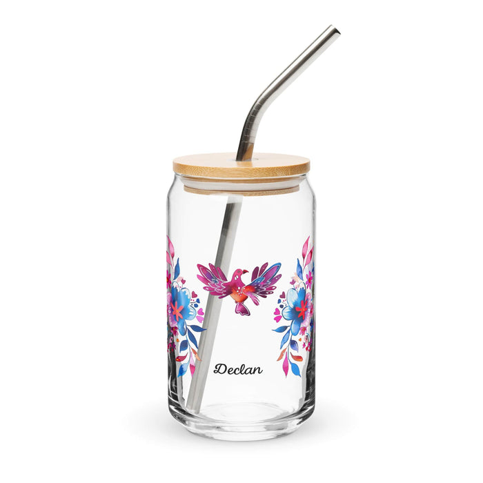 Declan Exclusive Name Art Piece Can-Shaped Glass Home Office Work Mexican Spanish Pride Gift Cup One-Of-A-Kind Calligraphy Glass | D16 Mexicada 16 oz With Lid & Straw