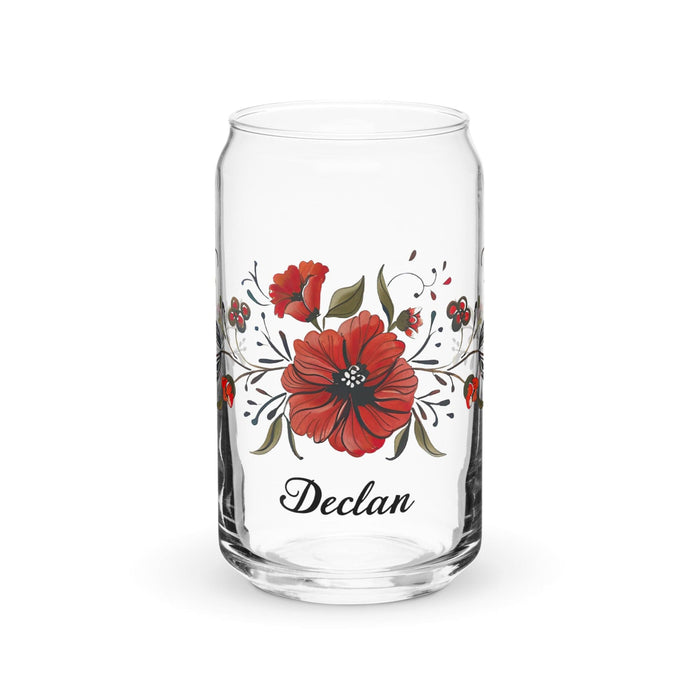 Declan Exclusive Name Art Piece Can-Shaped Glass Home Office Work Mexican Spanish Pride Gift Cup One-Of-A-Kind Calligraphy Glass | D4 Mexicada 16 oz