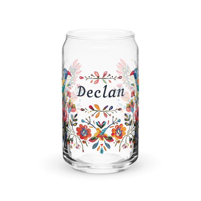 Declan Exclusive Name Art Piece Can-Shaped Glass Home Office Work Mexican Spanish Pride Gift Cup One-Of-A-Kind Calligraphy Glass | D6 Mexicada 16 oz