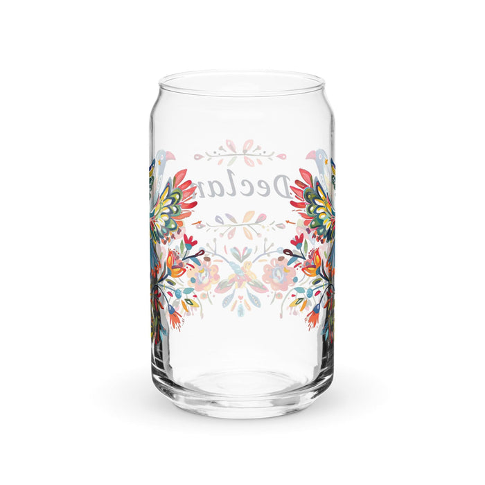 Declan Exclusive Name Art Piece Can-Shaped Glass Home Office Work Mexican Spanish Pride Gift Cup One-Of-A-Kind Calligraphy Glass | D6 Mexicada