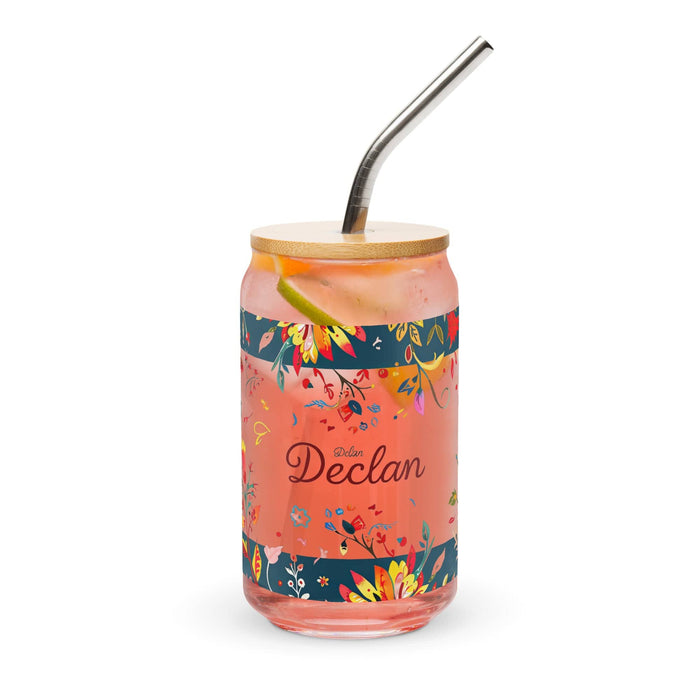 Declan Exclusive Name Art Piece Can-Shaped Glass Home Office Work Mexican Spanish Pride Gift Cup One-Of-A-Kind Calligraphy Glass | D7 Mexicada