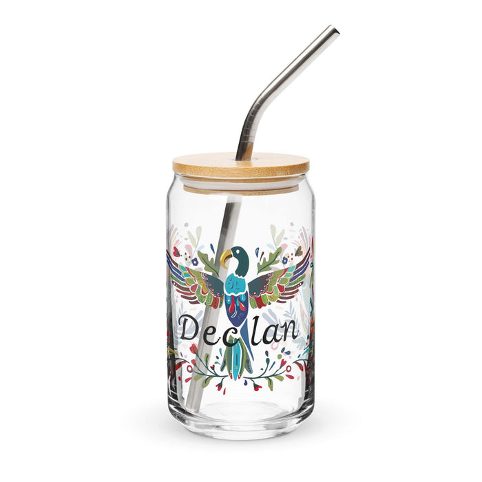 Declan Exclusive Name Art Piece Can-Shaped Glass Home Office Work Mexican Spanish Pride Gift Cup One-Of-A-Kind Calligraphy Glass | D9 Mexicada 16 oz With Lid & Straw