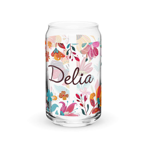 Delia Exclusive Name Art Piece Can-Shaped Glass Home Office Work Mexican Spanish Pride Gift Cup One-Of-A-Kind Calligraphy Glass | D12 Mexicada 16 oz