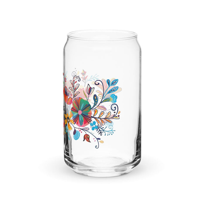 Delia Exclusive Name Art Piece Can-Shaped Glass Home Office Work Mexican Spanish Pride Gift Cup One-Of-A-Kind Calligraphy Glass | D15 Mexicada