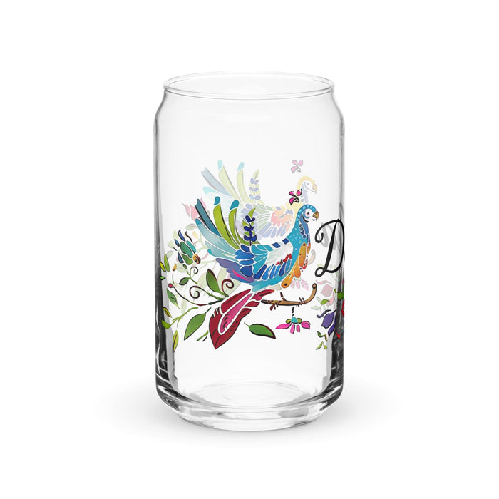 Delia Exclusive Name Art Piece Can-Shaped Glass Home Office Work Mexican Spanish Pride Gift Cup One-Of-A-Kind Calligraphy Glass | D16 Mexicada