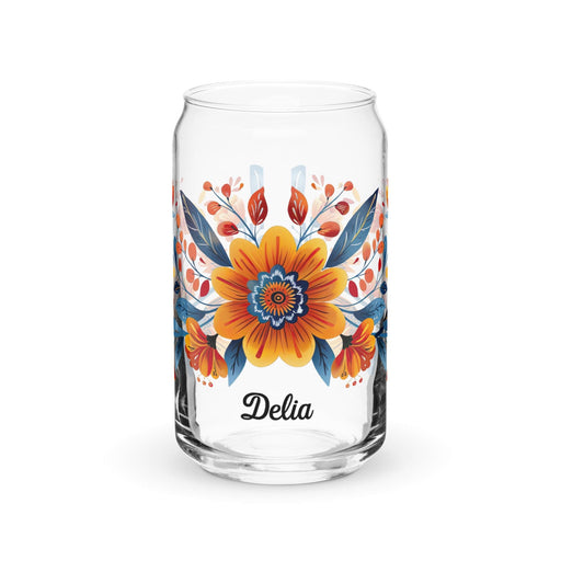 Delia Exclusive Name Art Piece Can-Shaped Glass Home Office Work Mexican Spanish Pride Gift Cup One-Of-A-Kind Calligraphy Glass | D19 Mexicada 16 oz (No Lid No Straw)