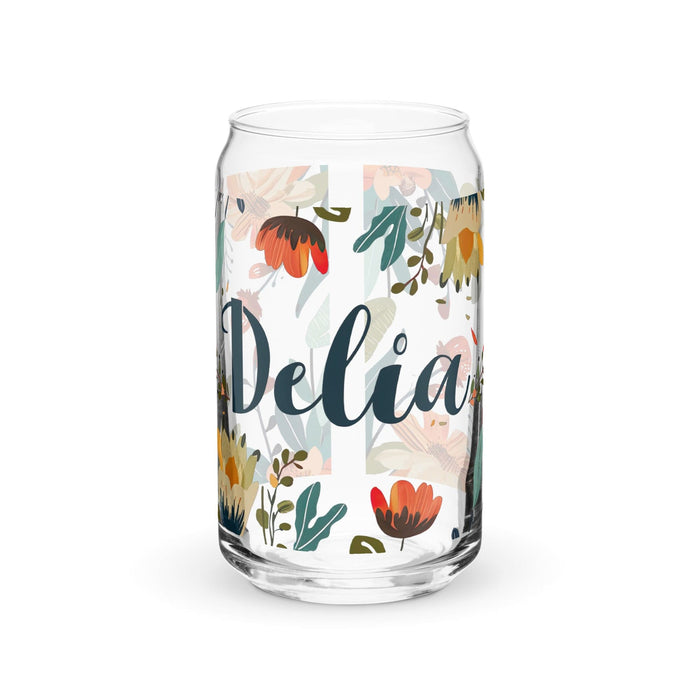 Delia Exclusive Name Art Piece Can-Shaped Glass Home Office Work Mexican Spanish Pride Gift Cup One-Of-A-Kind Calligraphy Glass | D22 Mexicada 16 oz