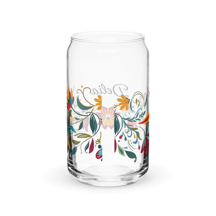 Delia Exclusive Name Art Piece Can-Shaped Glass Home Office Work Mexican Spanish Pride Gift Cup One-Of-A-Kind Calligraphy Glass | D23 Mexicada