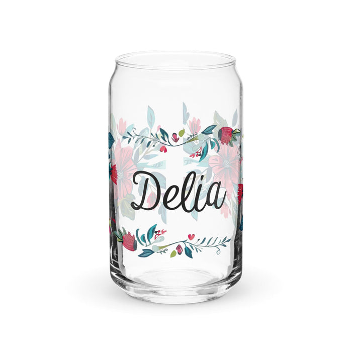 Delia Exclusive Name Art Piece Can-Shaped Glass Home Office Work Mexican Spanish Pride Gift Cup One-Of-A-Kind Calligraphy Glass | D27 Mexicada 16 oz