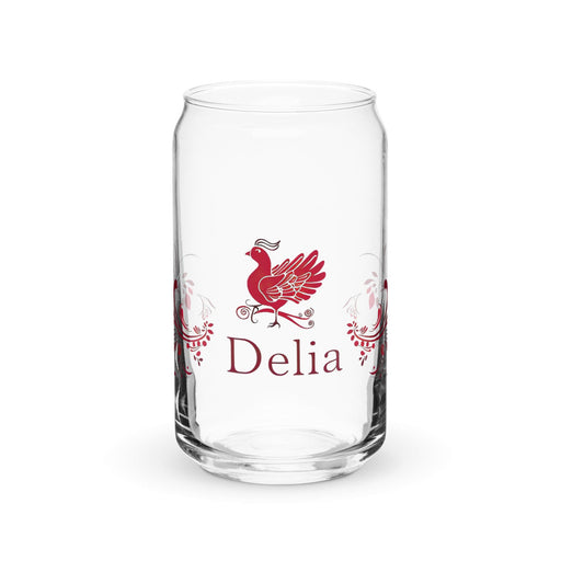 Delia Exclusive Name Art Piece Can-Shaped Glass Home Office Work Mexican Spanish Pride Gift Cup One-Of-A-Kind Calligraphy Glass | D7 Mexicada 16 oz