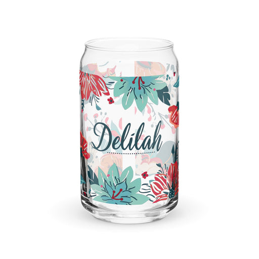 Delilah Exclusive Name Art Piece Can-Shaped Glass Home Office Work Mexican Spanish Pride Gift Cup One-Of-A-Kind Calligraphy Glass | D1 Mexicada 16 oz (No Lid No Straw)