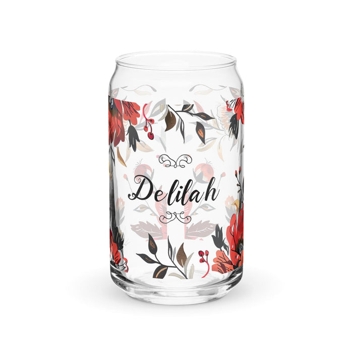 Delilah Exclusive Name Art Piece Can-Shaped Glass Home Office Work Mexican Spanish Pride Gift Cup One-Of-A-Kind Calligraphy Glass | D11 Mexicada 16 oz