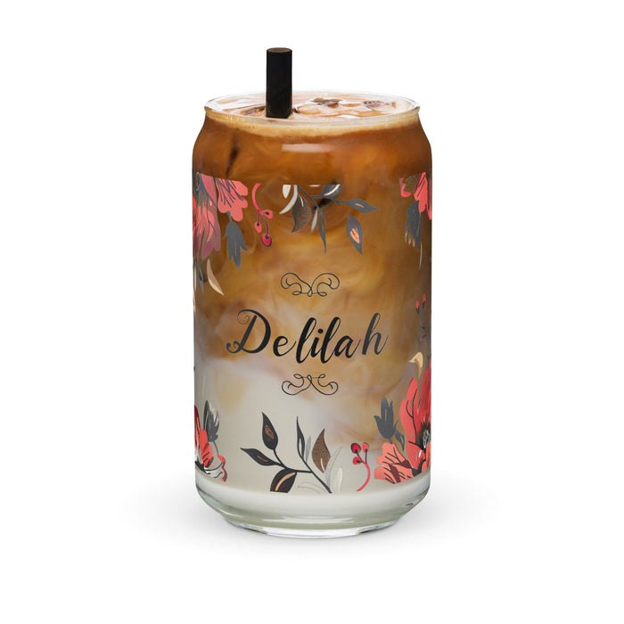 Delilah Exclusive Name Art Piece Can-Shaped Glass Home Office Work Mexican Spanish Pride Gift Cup One-Of-A-Kind Calligraphy Glass | D11 Mexicada