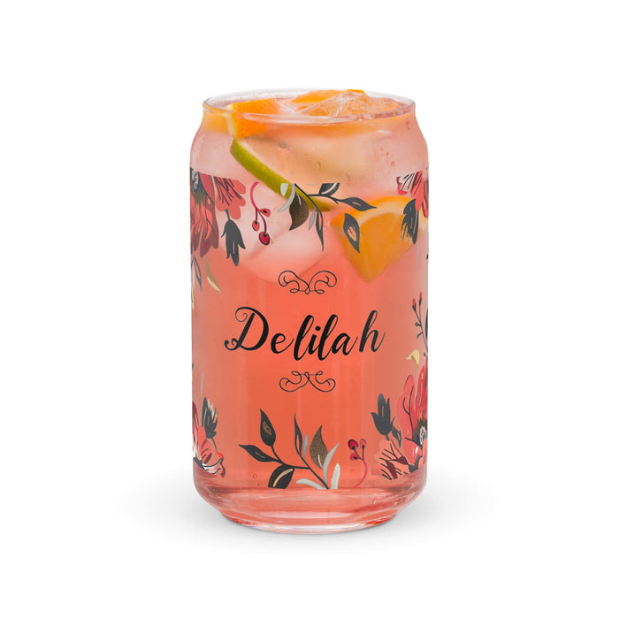 Delilah Exclusive Name Art Piece Can-Shaped Glass Home Office Work Mexican Spanish Pride Gift Cup One-Of-A-Kind Calligraphy Glass | D11 Mexicada