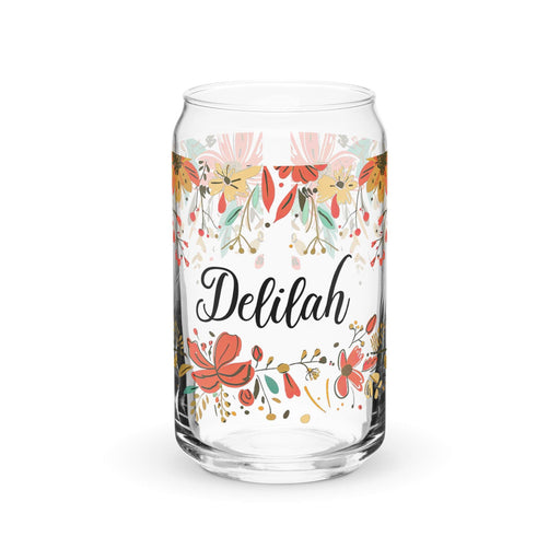 Delilah Exclusive Name Art Piece Can-Shaped Glass Home Office Work Mexican Spanish Pride Gift Cup One-Of-A-Kind Calligraphy Glass | D3 Mexicada 16 oz