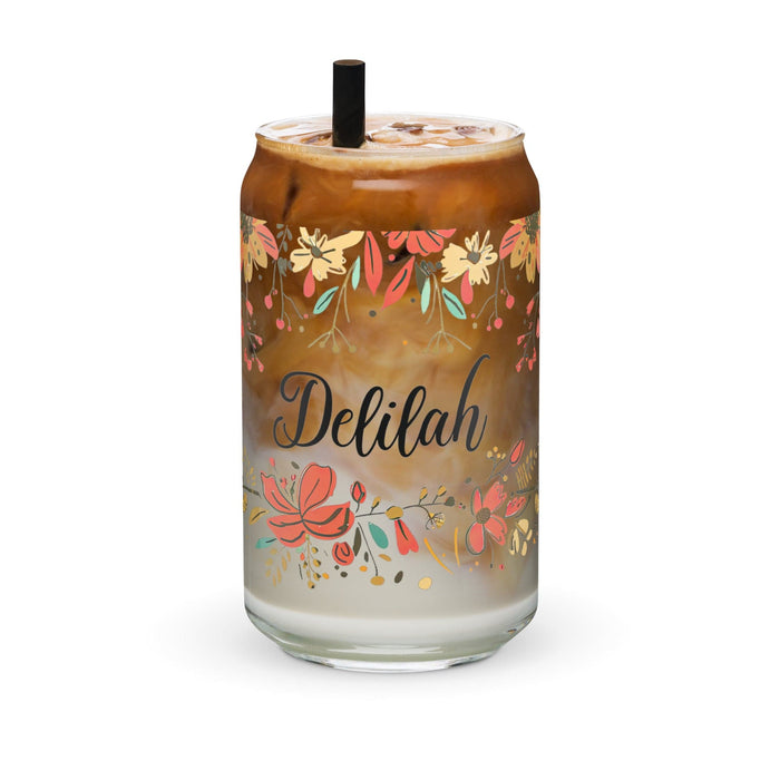 Delilah Exclusive Name Art Piece Can-Shaped Glass Home Office Work Mexican Spanish Pride Gift Cup One-Of-A-Kind Calligraphy Glass | D3 Mexicada