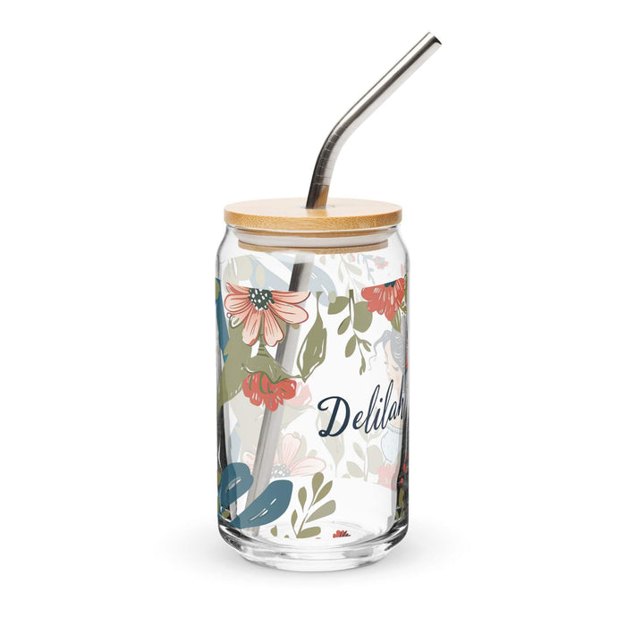 Delilah Exclusive Name Art Piece Can-Shaped Glass Home Office Work Mexican Spanish Pride Gift Cup One-Of-A-Kind Calligraphy Glass | D4 Mexicada