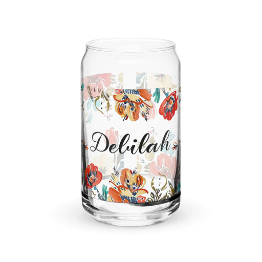 Delilah Exclusive Name Art Piece Can-Shaped Glass Home Office Work Mexican Spanish Pride Gift Cup One-Of-A-Kind Calligraphy Glass | D7 Mexicada 16 oz