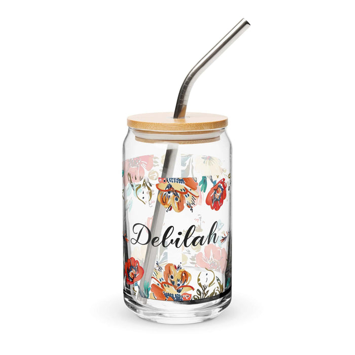 Delilah Exclusive Name Art Piece Can-Shaped Glass Home Office Work Mexican Spanish Pride Gift Cup One-Of-A-Kind Calligraphy Glass | D7 Mexicada 16 oz With Lid & Straw