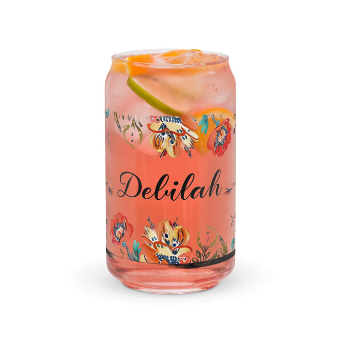 Delilah Exclusive Name Art Piece Can-Shaped Glass Home Office Work Mexican Spanish Pride Gift Cup One-Of-A-Kind Calligraphy Glass | D7 Mexicada