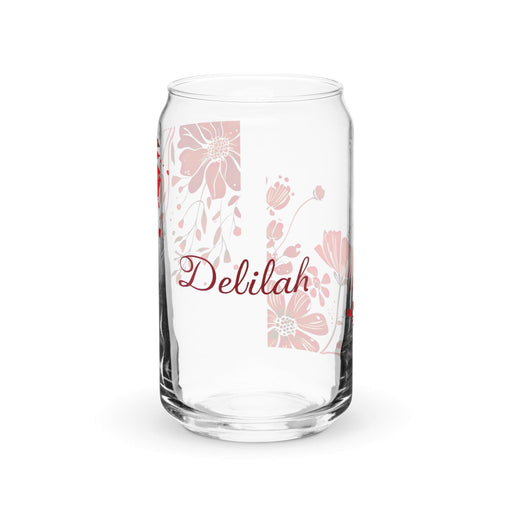 Delilah Exclusive Name Art Piece Can-Shaped Glass Home Office Work Mexican Spanish Pride Gift Cup One-Of-A-Kind Calligraphy Glass | D9 Mexicada 16 oz