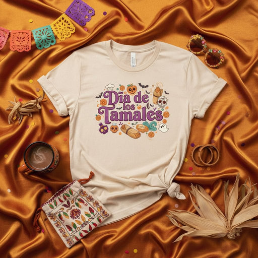 Día de los Tamales Shirt, Funny Day of the Dead Tamale Lover Tee, Retro Halloween Foodie Gift, Sugar Skulls Pumpkin Spice Fall Graphic T-Shirt, Unisex Style. Mexicada