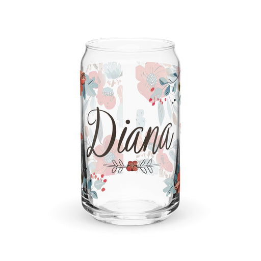 Diana Exclusive Name Art Piece Can-Shaped Glass Home Office Work Mexican Spanish Pride Gift Cup One-Of-A-Kind Calligraphy Glass | D2 Mexicada 16 oz (No Lid No Straw)