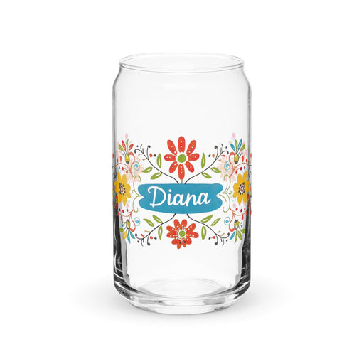 Diana Exclusive Name Art Piece Can-Shaped Glass Home Office Work Mexican Spanish Pride Gift Cup One-Of-A-Kind Calligraphy Glass | D4 Mexicada 16 oz