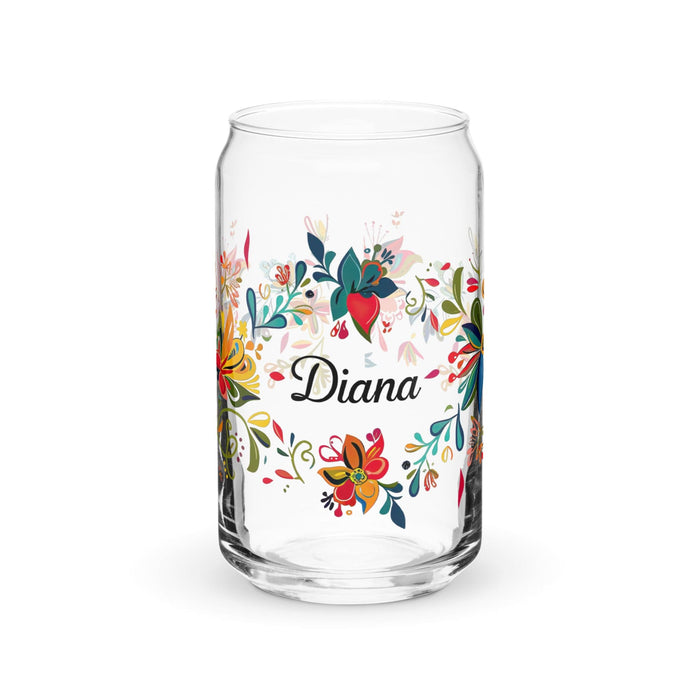 Diana Exclusive Name Art Piece Can-Shaped Glass Home Office Work Mexican Spanish Pride Gift Cup One-Of-A-Kind Calligraphy Glass | D5 Mexicada 16 oz