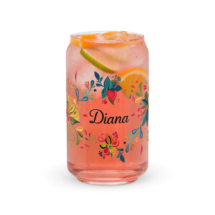 Diana Exclusive Name Art Piece Can-Shaped Glass Home Office Work Mexican Spanish Pride Gift Cup One-Of-A-Kind Calligraphy Glass | D5 Mexicada