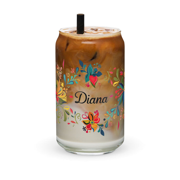 Diana Exclusive Name Art Piece Can-Shaped Glass Home Office Work Mexican Spanish Pride Gift Cup One-Of-A-Kind Calligraphy Glass | D5 Mexicada