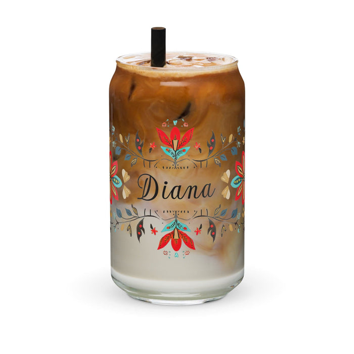 Diana Exclusive Name Art Piece Can-Shaped Glass Home Office Work Mexican Spanish Pride Gift Cup One-Of-A-Kind Calligraphy Glass | D6 Mexicada