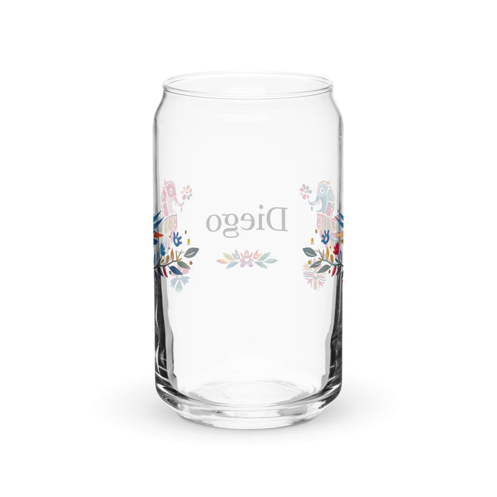 Diego Exclusive Name Art Piece Can-Shaped Glass Home Office Work Mexican Spanish Pride Gift Cup One-Of-A-Kind Calligraphy Glass | D1 Mexicada