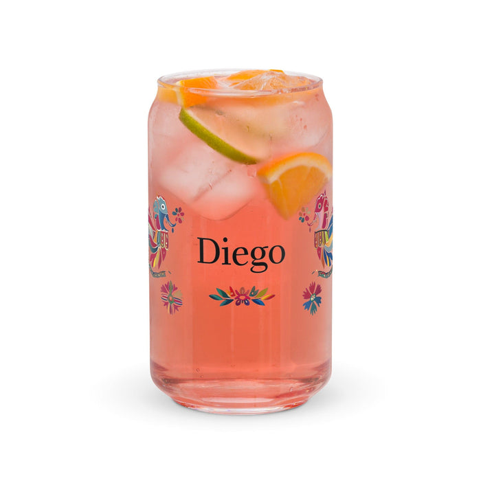 Diego Exclusive Name Art Piece Can-Shaped Glass Home Office Work Mexican Spanish Pride Gift Cup One-Of-A-Kind Calligraphy Glass | D1 Mexicada