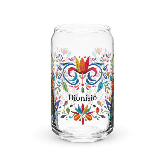 Dionisio Exclusive Name Art Piece Can-Shaped Glass Home Office Work Mexican Spanish Pride Gift Cup One-Of-A-Kind Calligraphy Glass | D11 Mexicada 16 oz (No Lid No Straw)