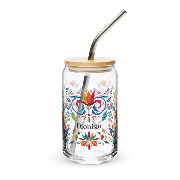 Dionisio Exclusive Name Art Piece Can-Shaped Glass Home Office Work Mexican Spanish Pride Gift Cup One-Of-A-Kind Calligraphy Glass | D11 Mexicada 16 oz With Lid & Straw