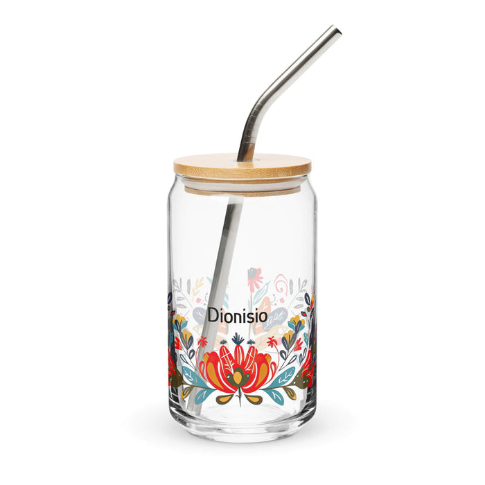 Dionisio Exclusive Name Art Piece Can-Shaped Glass Home Office Work Mexican Spanish Pride Gift Cup One-Of-A-Kind Calligraphy Glass | D2 Mexicada 16 oz With Lid & Straw