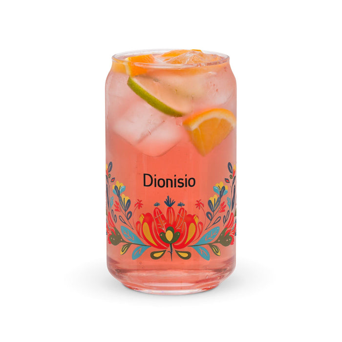 Dionisio Exclusive Name Art Piece Can-Shaped Glass Home Office Work Mexican Spanish Pride Gift Cup One-Of-A-Kind Calligraphy Glass | D2 Mexicada