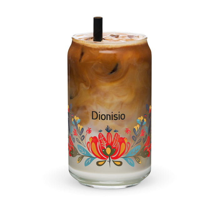 Dionisio Exclusive Name Art Piece Can-Shaped Glass Home Office Work Mexican Spanish Pride Gift Cup One-Of-A-Kind Calligraphy Glass | D2 Mexicada