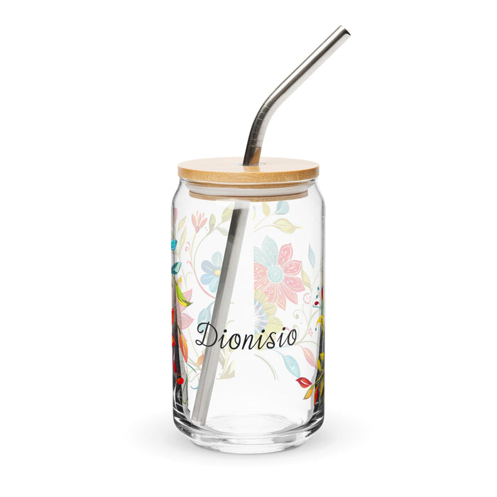 Dionisio Exclusive Name Art Piece Can-Shaped Glass Home Office Work Mexican Spanish Pride Gift Cup One-Of-A-Kind Calligraphy Glass | D3 Mexicada 16 oz With Lid & Straw